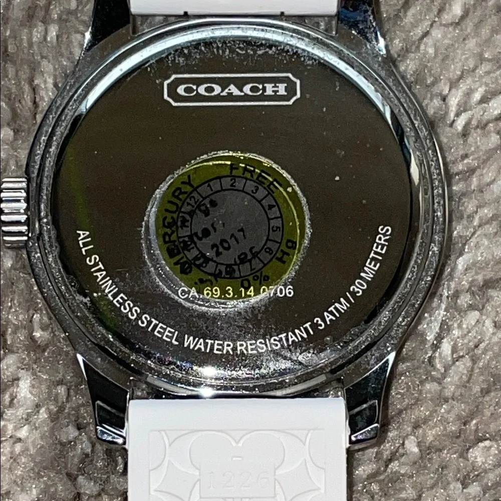 Coach Woman’s Silver and White Silicone Watch, 40.0 mm